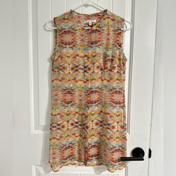 CAbi Multi-Color Abstract Pattern Sleeveless Tunic Blouse - Picture 1 of 7